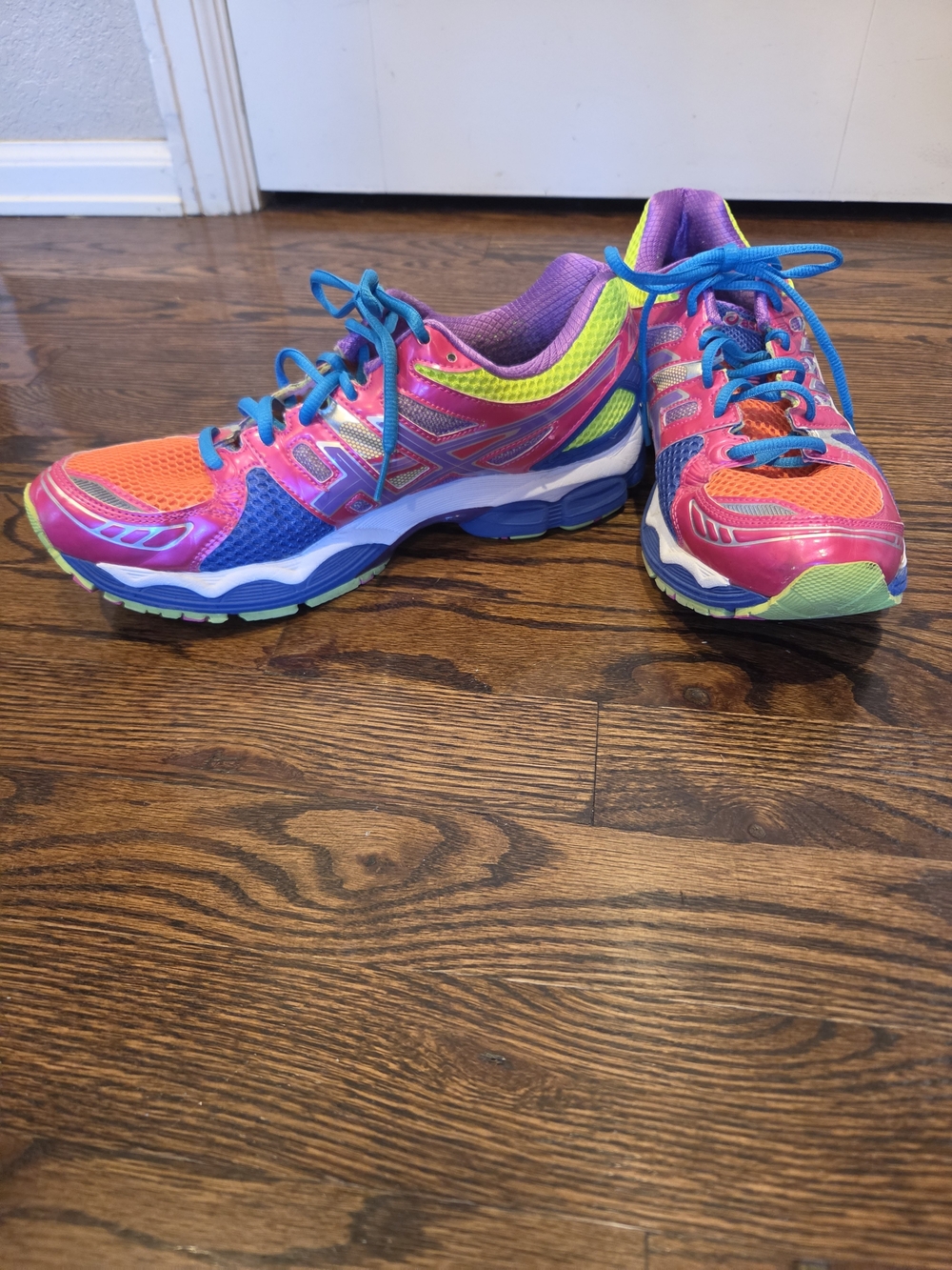 Asics Women's Neon Pink, Blue & Lime Running Shoes